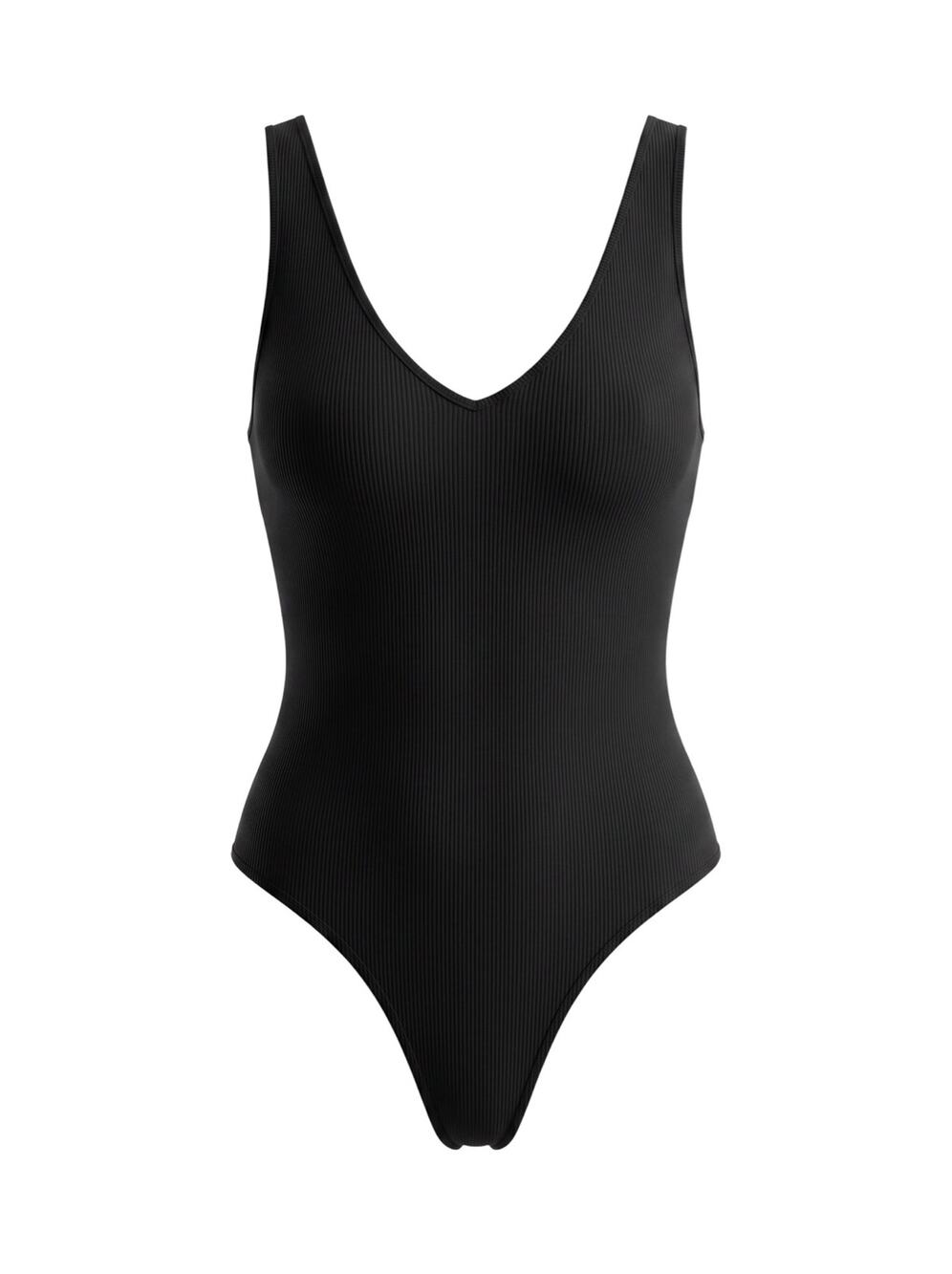 American Eagle Women's S Black Gorpcore Ribbed Sleeveless V-neck Bodysuit